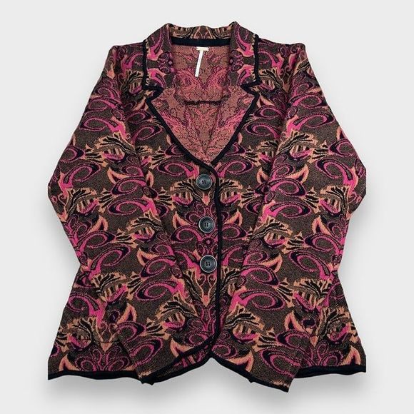 NWOT Free People Sammie Button Blazer Jacket in Wine/Pink/ Women's Small - Picture 4 of 11